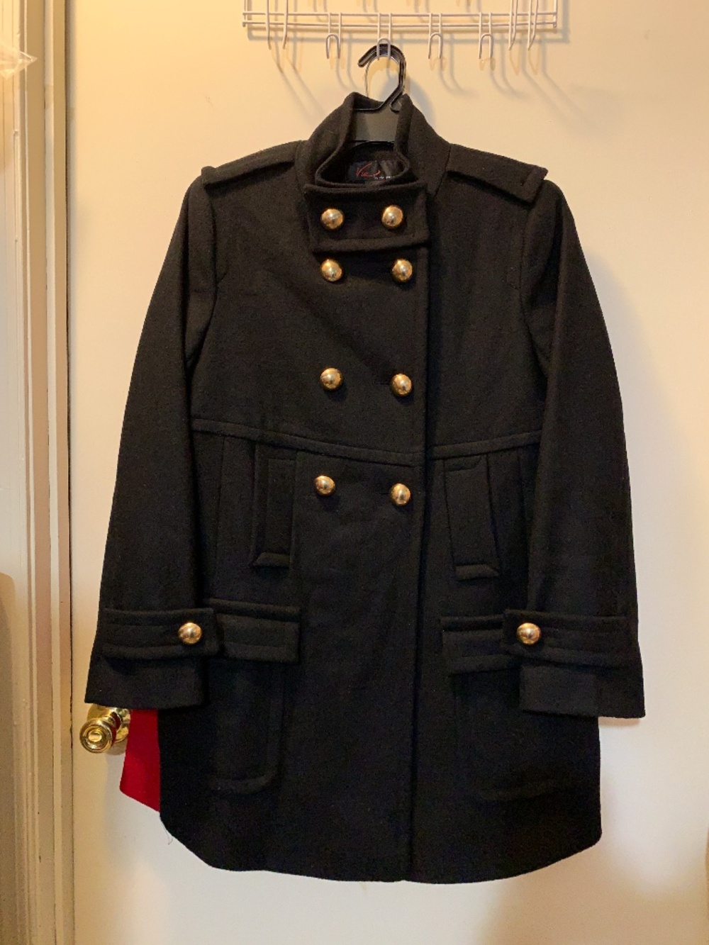 Via by Via Spiga 100% Wool Black Military Style Swing Peacoat - Size 10